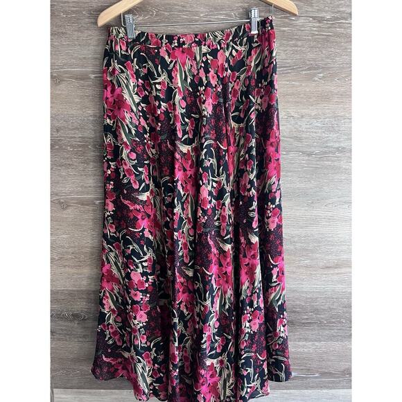 Polka Dot Reversible Skirt Women Sz XL Dark Floral Boho Whimsigoth Midi Plus - Picture 1 of 5